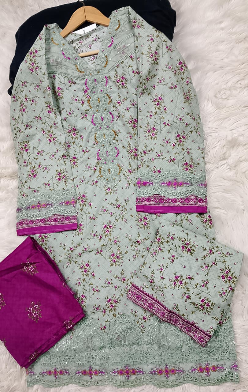 3 PIECE - EMBROIDERED LAWN SUIT