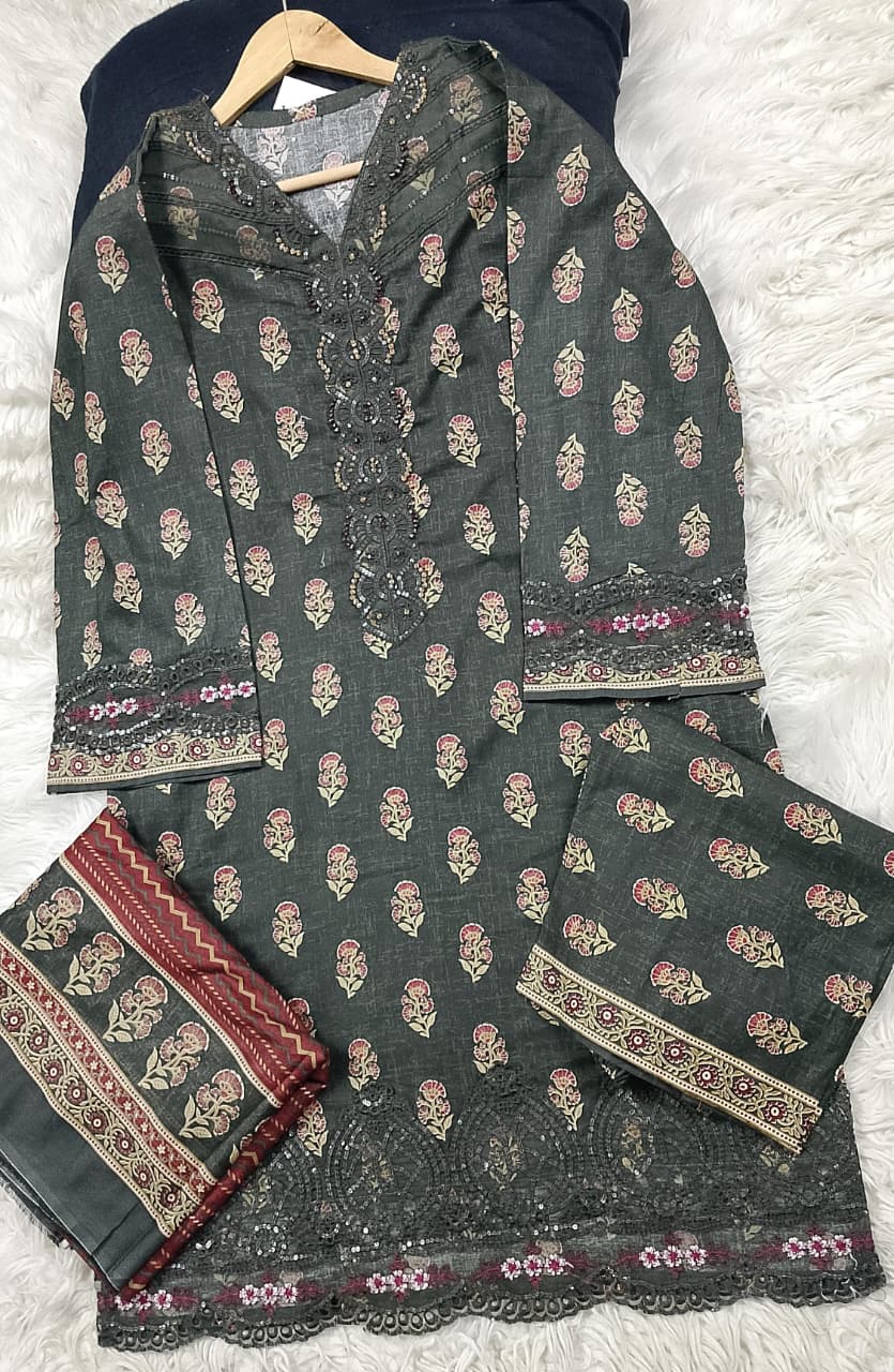 3 PIECE - EMBROIDERED LAWN SUIT
