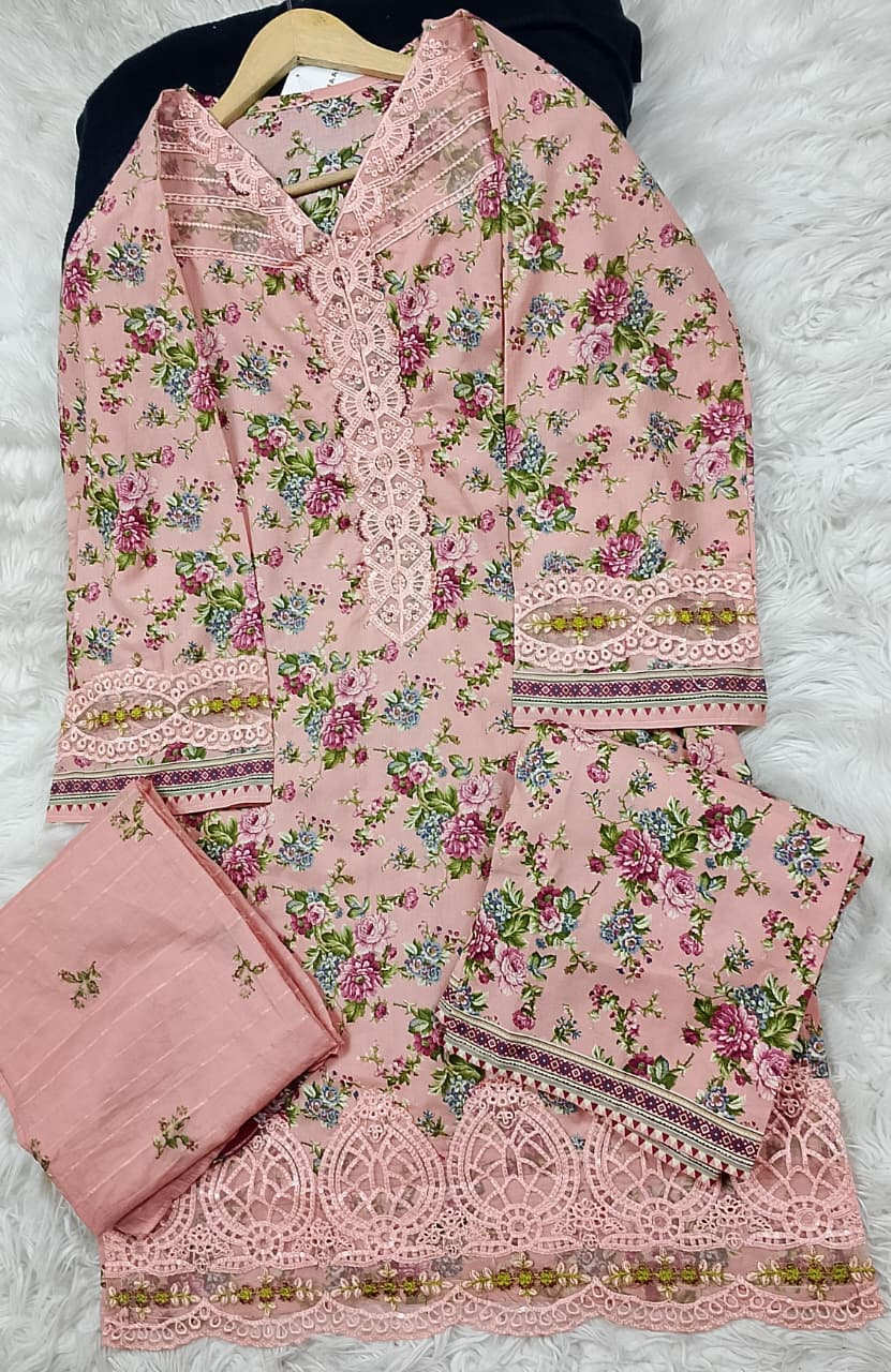 3 PIECE - EMBROIDERED LAWN SUIT