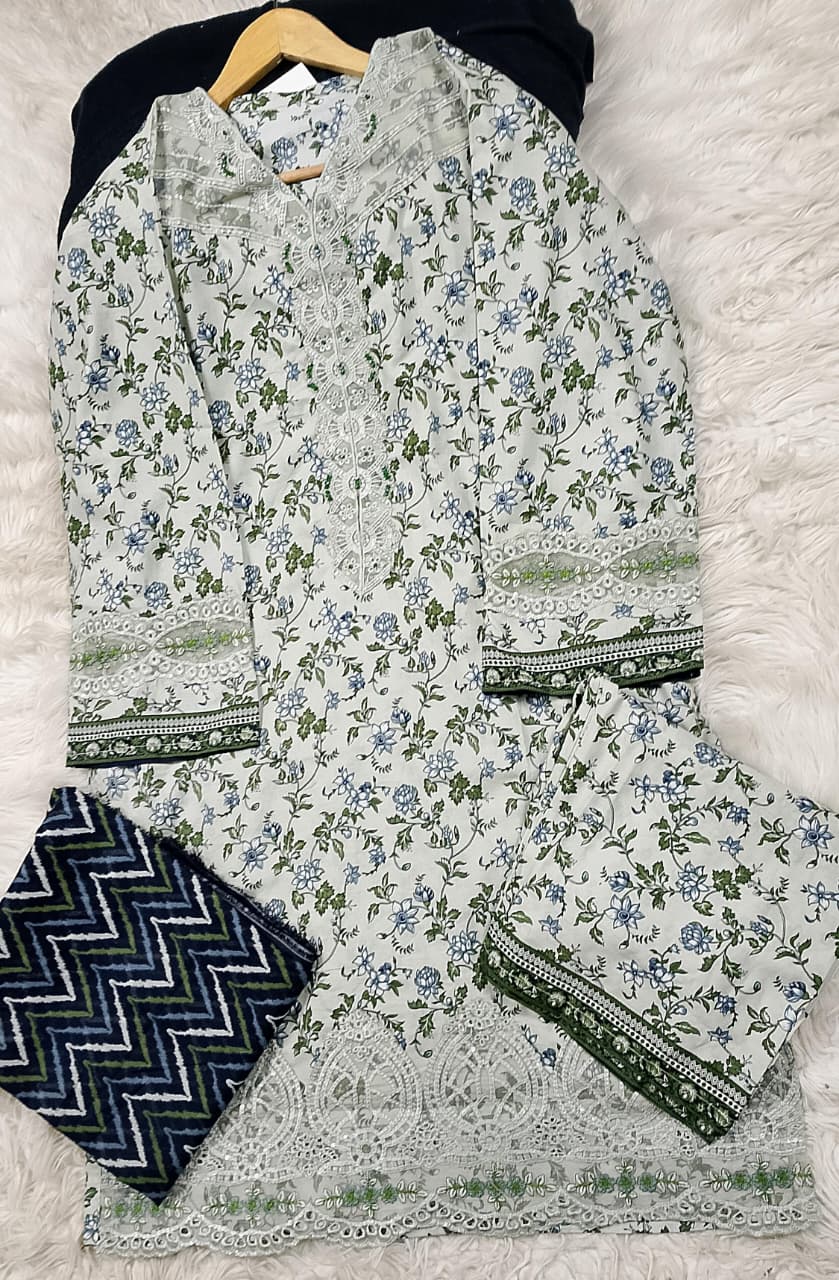 3 PIECE - EMBROIDERED LAWN SUIT