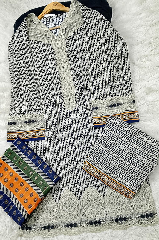 3 PIECE - EMBROIDERED LAWN SUIT
