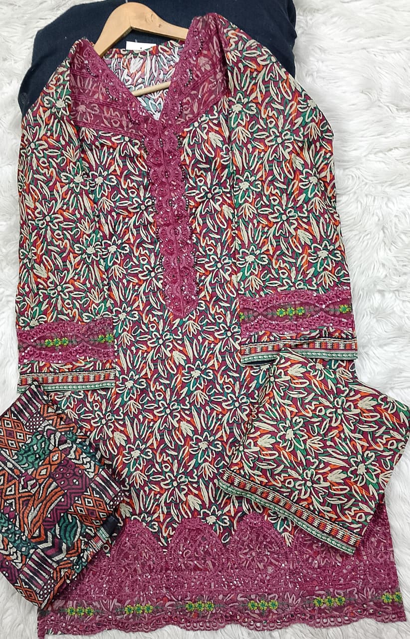 3 PIECE - EMBROIDERED LAWN SUIT