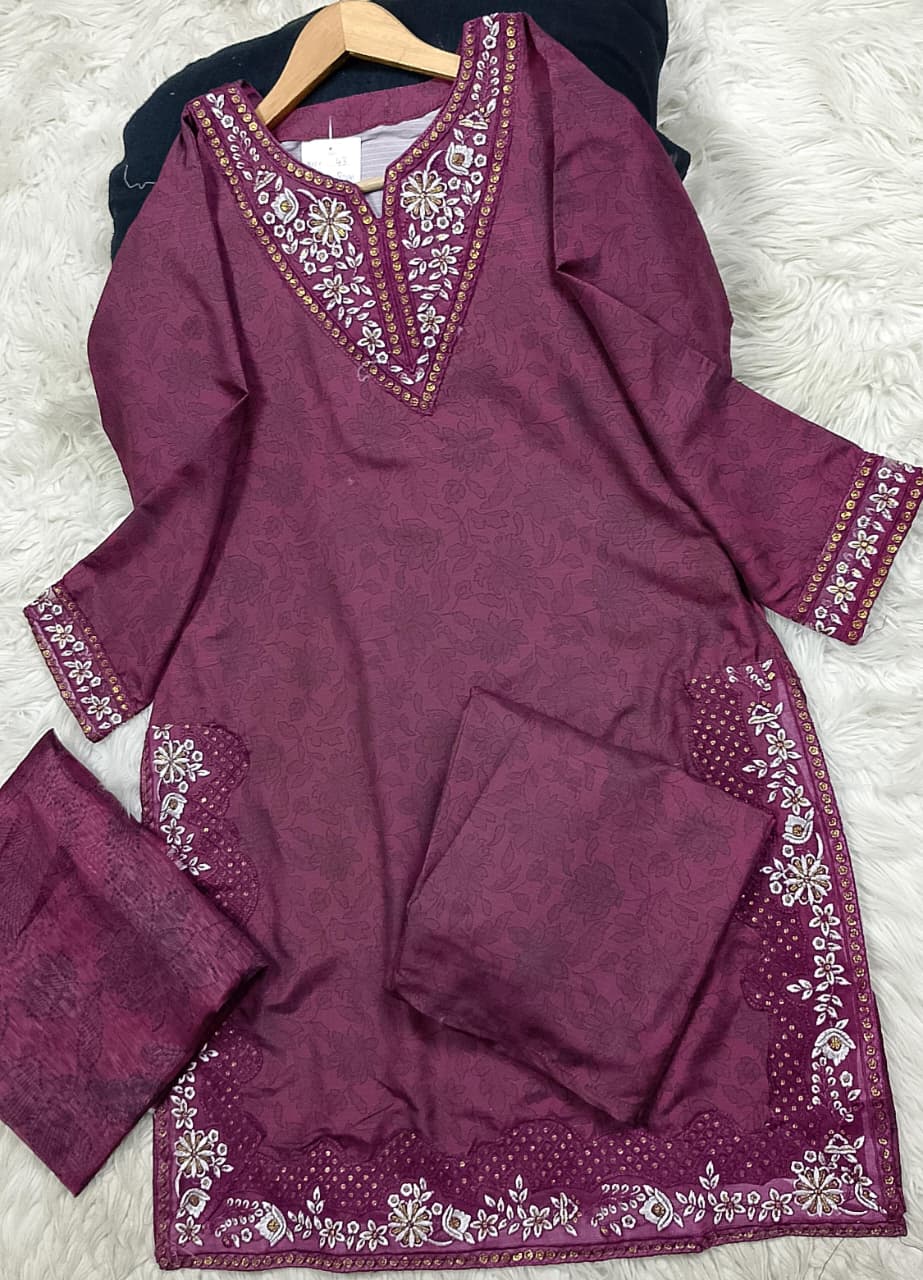 3 PIECE - EMBROIDERED LAWN SUIT
