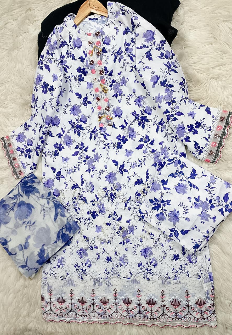 3 PIECE - EMBROIDERED LAWN SUIT