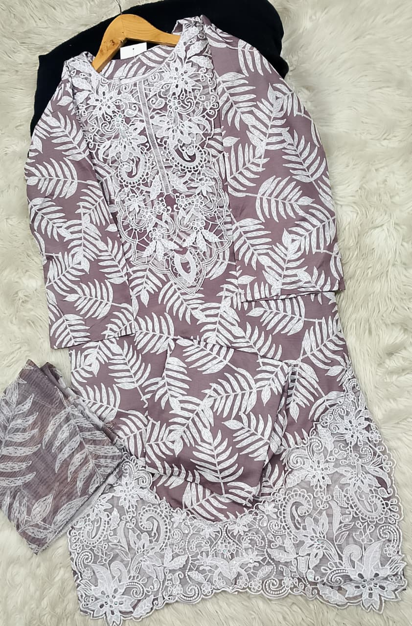3 PIECE - EMBROIDERED LAWN SUIT