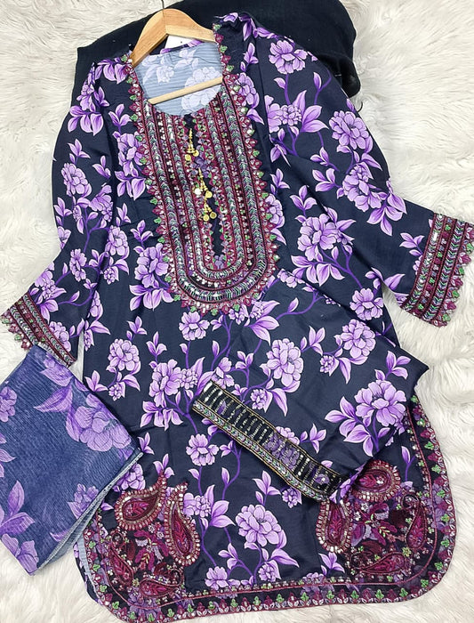 3 PIECE - EMBROIDERED LAWN SUIT