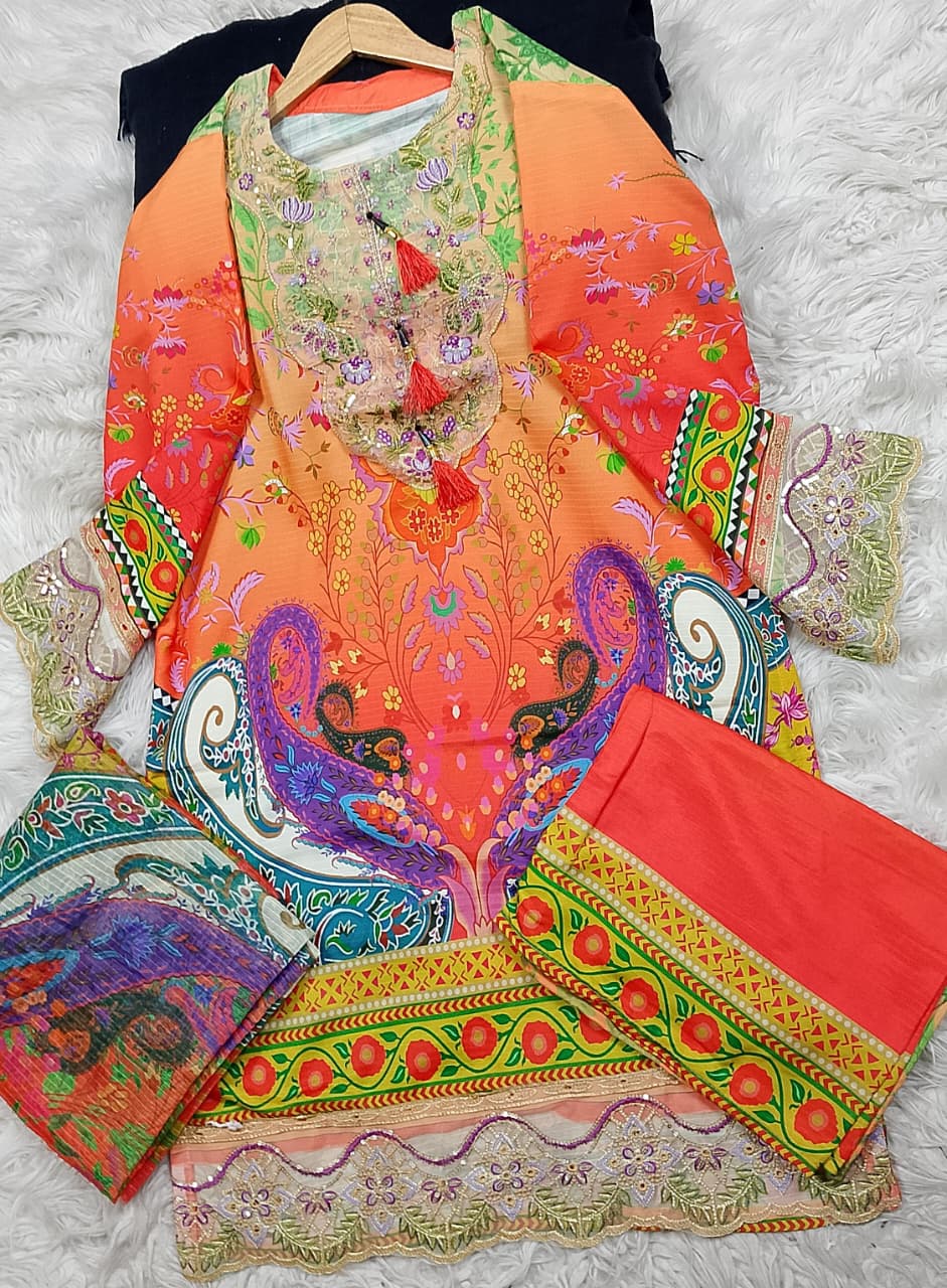 3 PIECE - EMBROIDERED LAWN SUIT