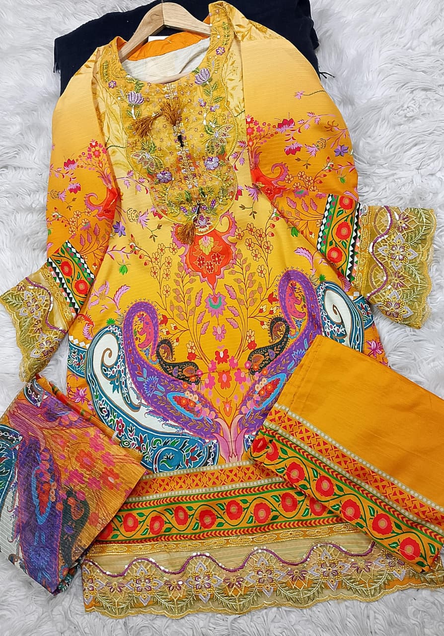 3 PIECE - EMBROIDERED LAWN SUIT