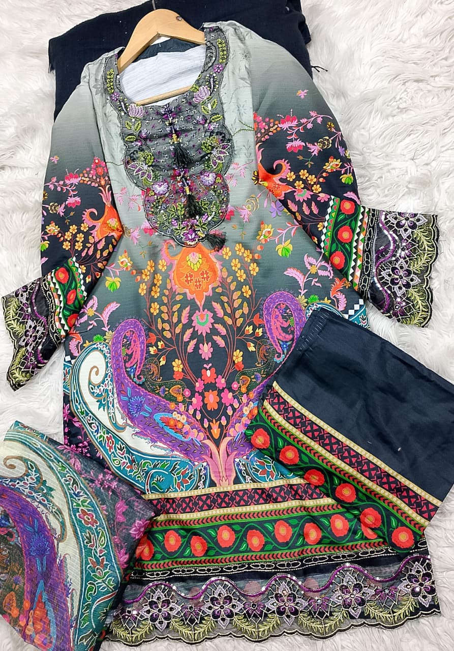 3 PIECE - EMBROIDERED LAWN SUIT