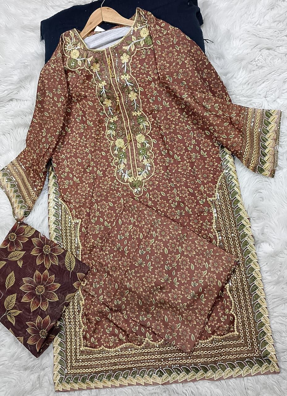 3 PIECE - EMBROIDERED LAWN SUIT