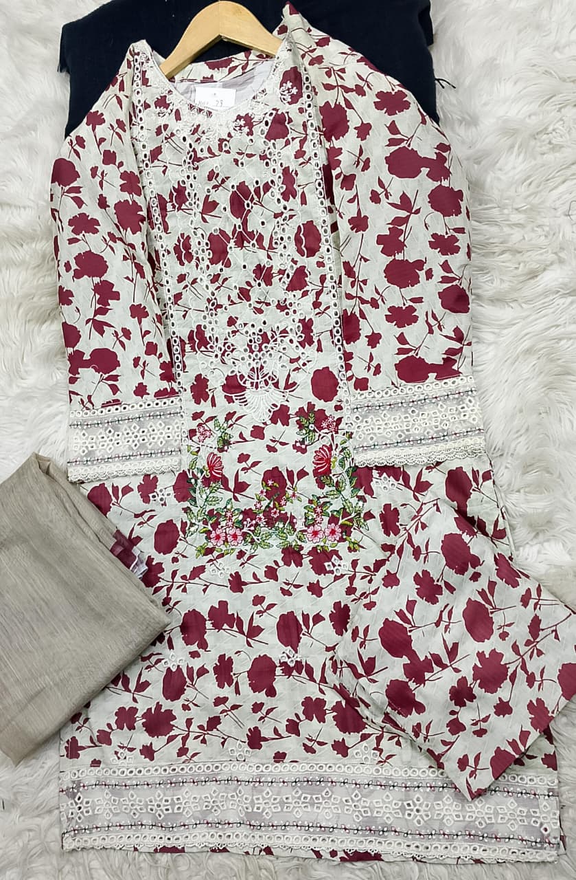 3 PIECE - EMBROIDERED LAWN SUIT