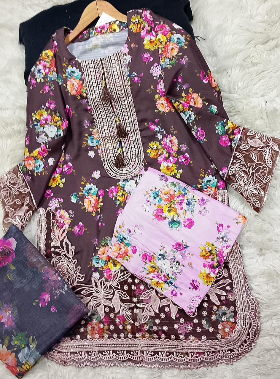 3 PIECE - EMBROIDERED LAWN SUIT