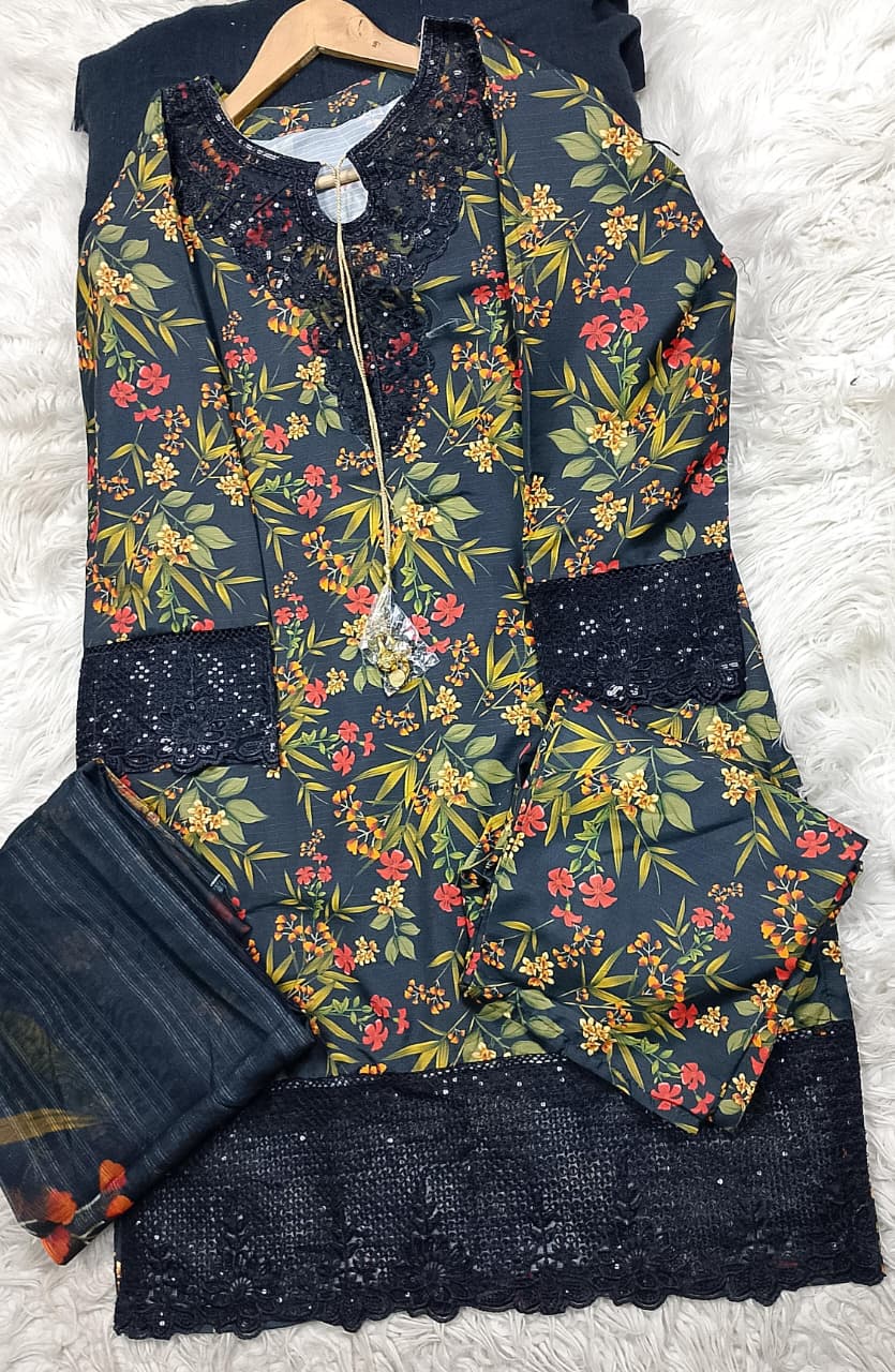 3 PIECE - EMBROIDERED LAWN SUIT