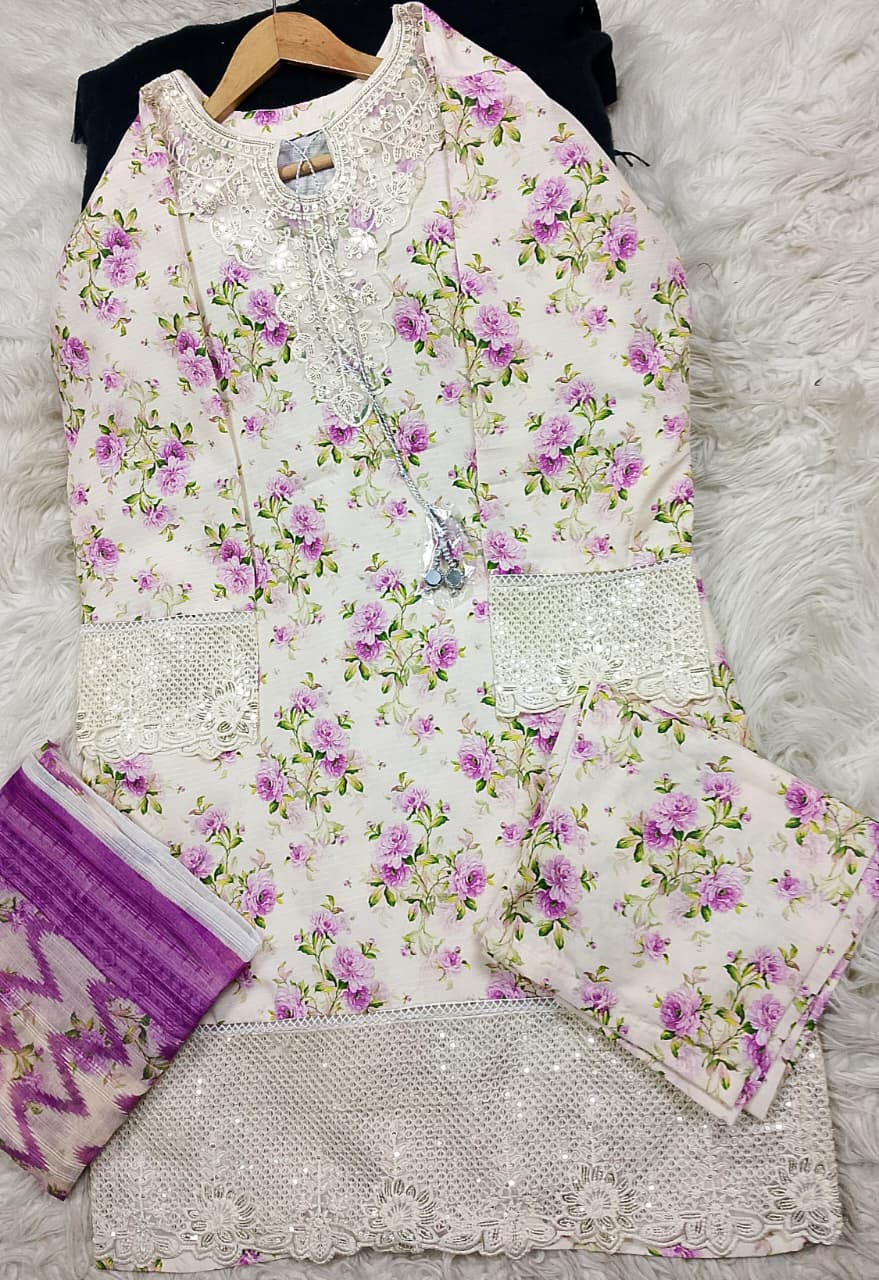 3 PIECE - EMBROIDERED LAWN SUIT