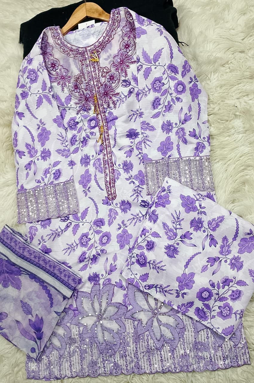 3 PIECE - EMBROIDERED LAWN SUIT