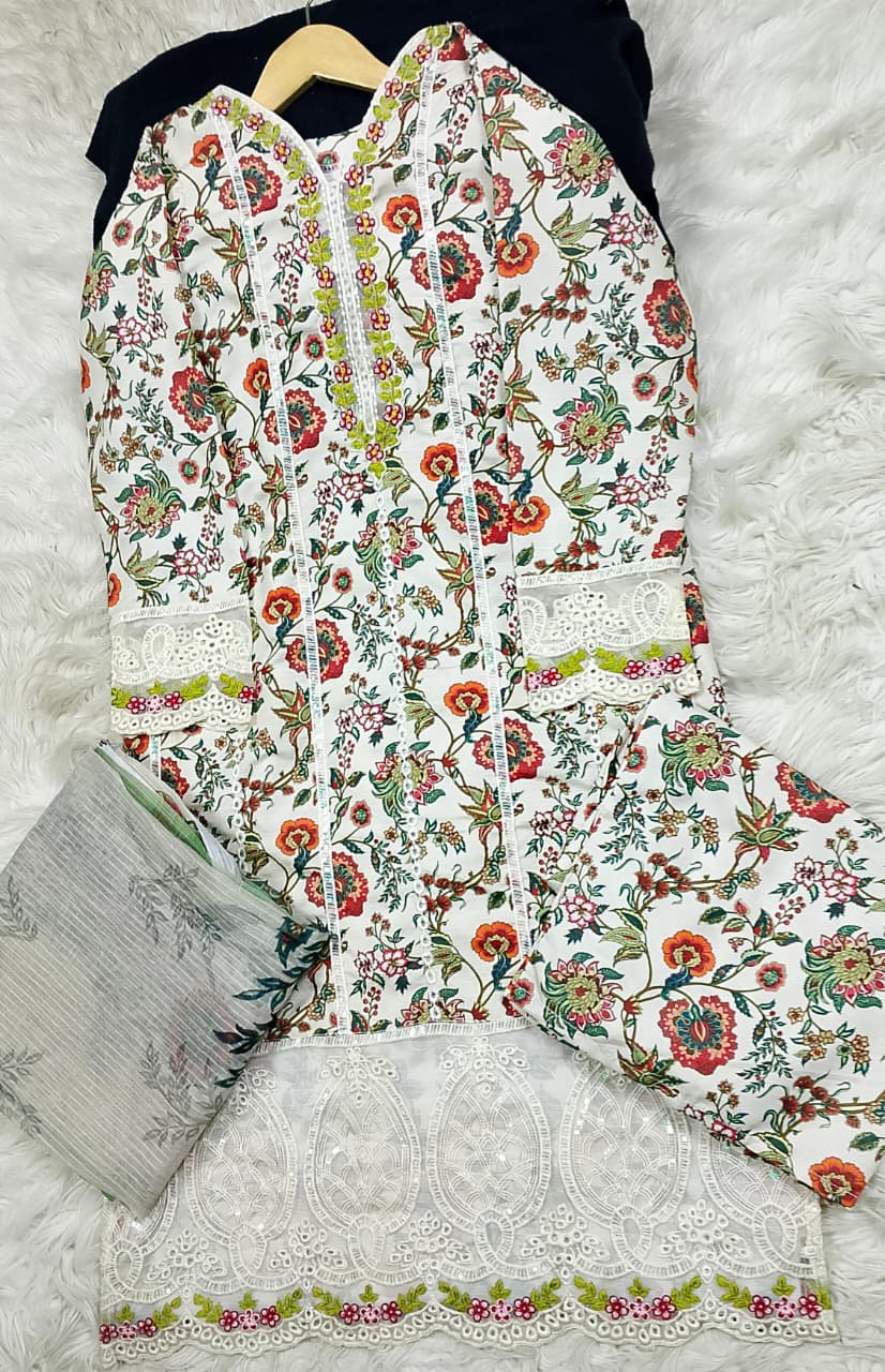 3 PIECE - EMBROIDERED LAWN SUIT