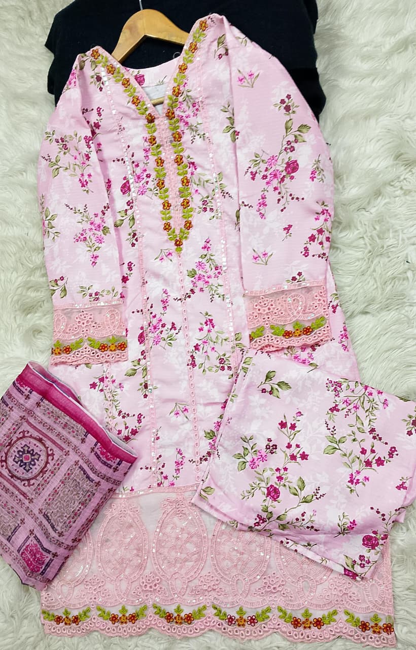 3 PIECE - EMBROIDERED LAWN SUIT