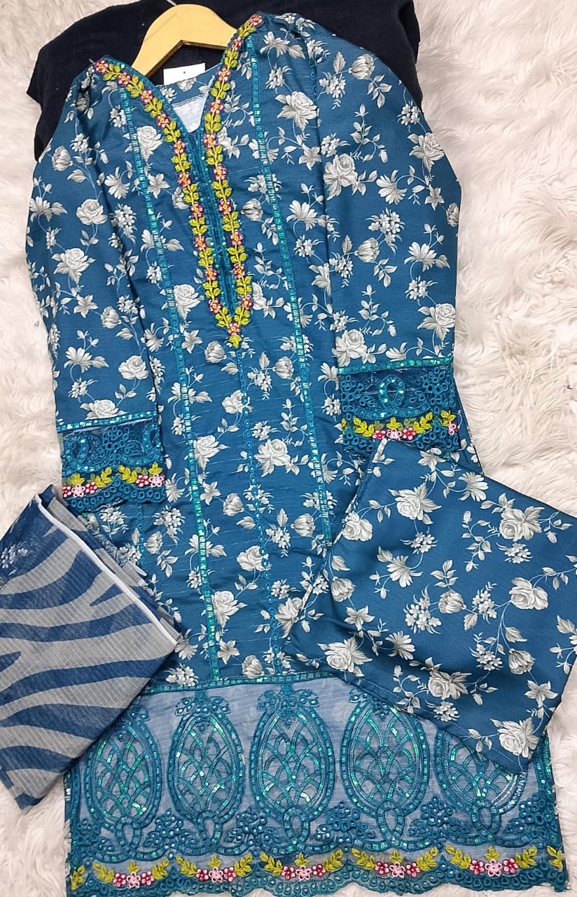 3 PIECE - EMBROIDERED LAWN SUIT
