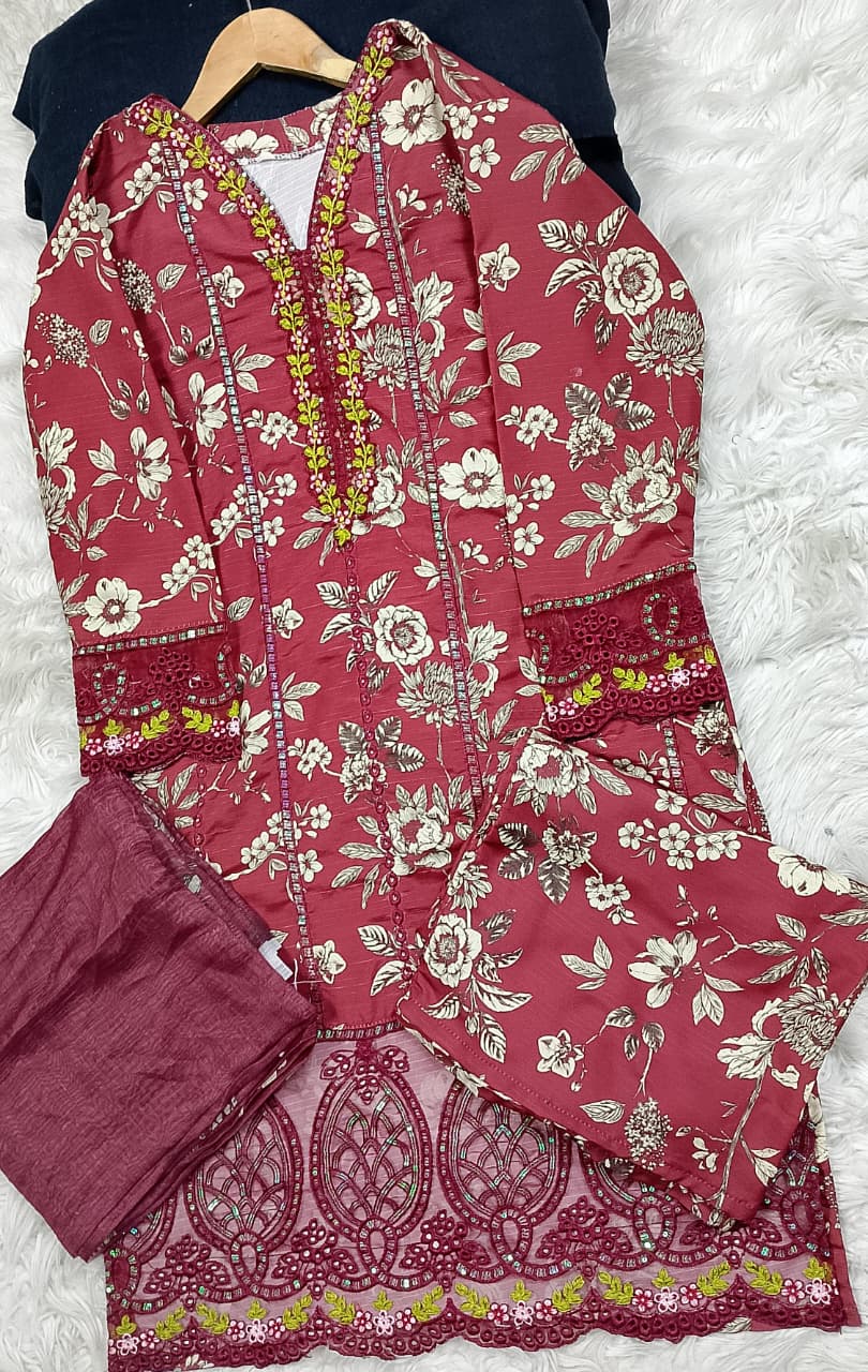 3 PIECE - EMBROIDERED LAWN SUIT