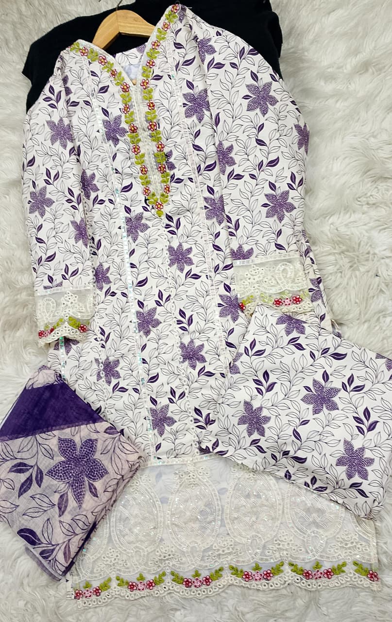 3 PIECE - EMBROIDERED LAWN SUIT