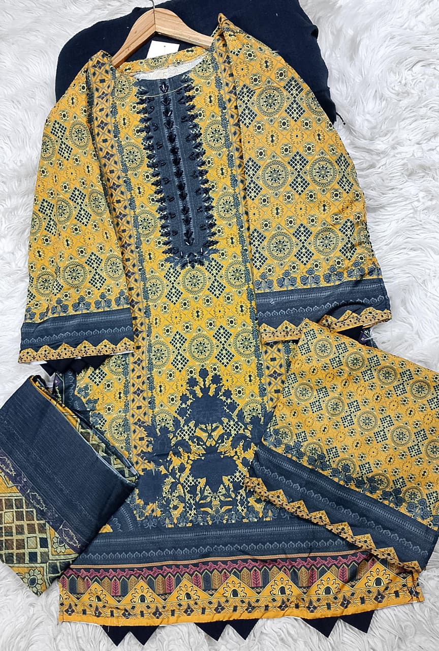 3 PIECE - EMBROIDERED LAWN SUIT