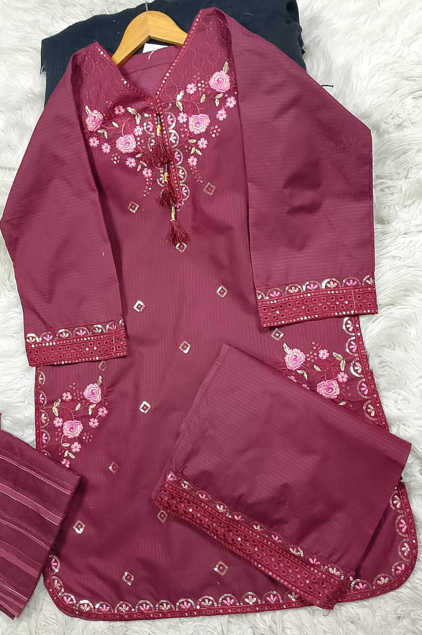 3 PIECE - EMBROIDERED LAWN SUIT