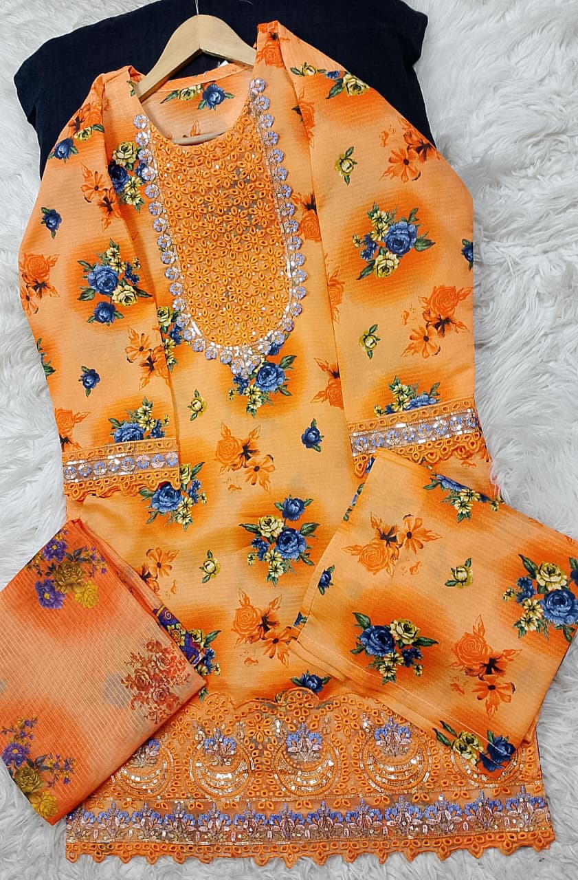 3 PIECE - EMBROIDERED LAWN SUIT