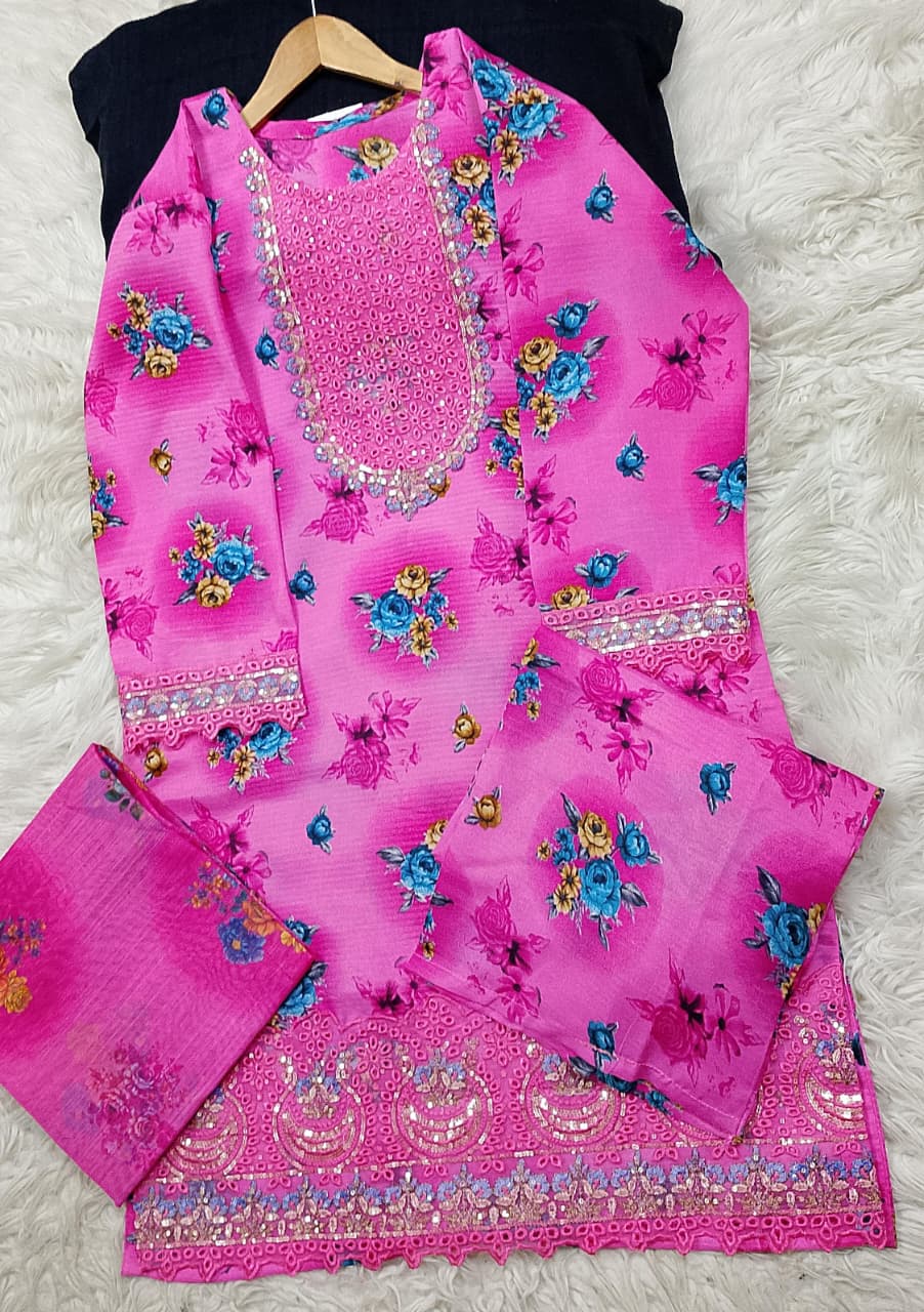 3 PIECE - EMBROIDERED LAWN SUIT
