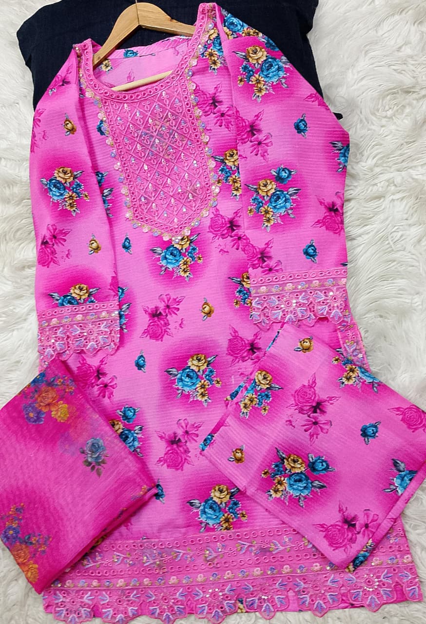 3 PIECE - EMBROIDERED LAWN SUIT