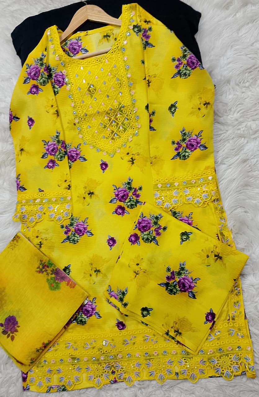 3 PIECE - EMBROIDERED LAWN SUIT