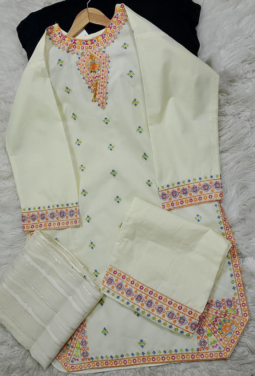 3 PIECE - EMBROIDERED LAWN SUIT