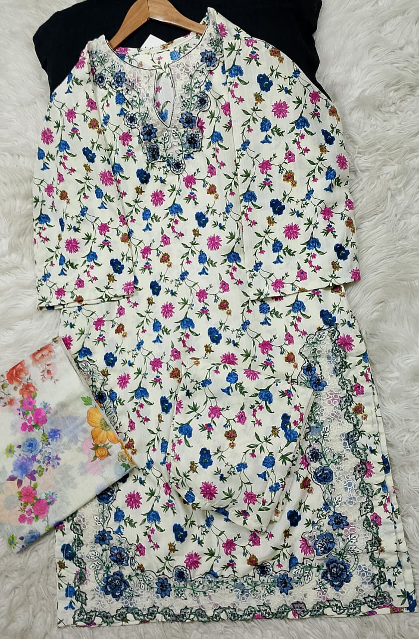 3 PIECE - EMBROIDERED LAWN SUIT