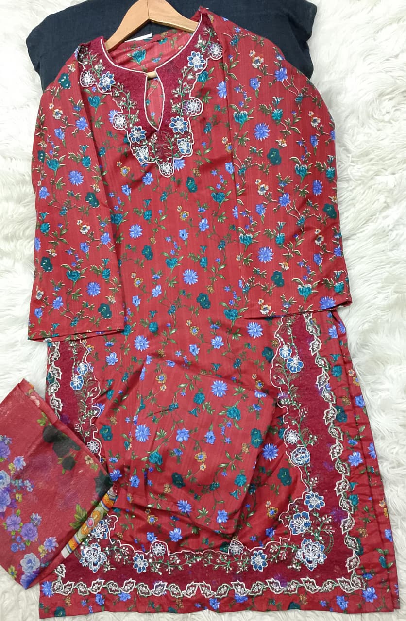 3 PIECE - EMBROIDERED LAWN SUIT