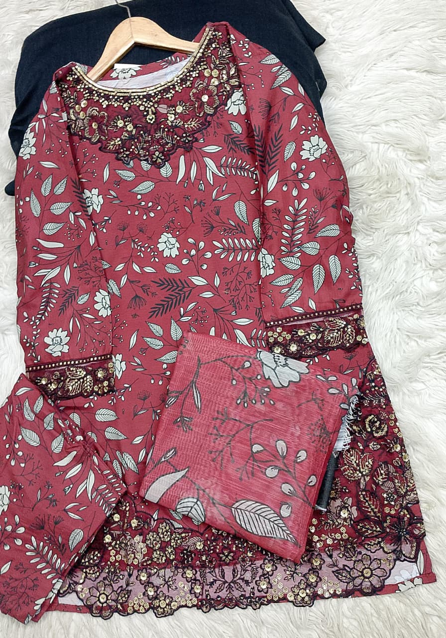3 PIECE - EMBROIDERED LAWN SUIT