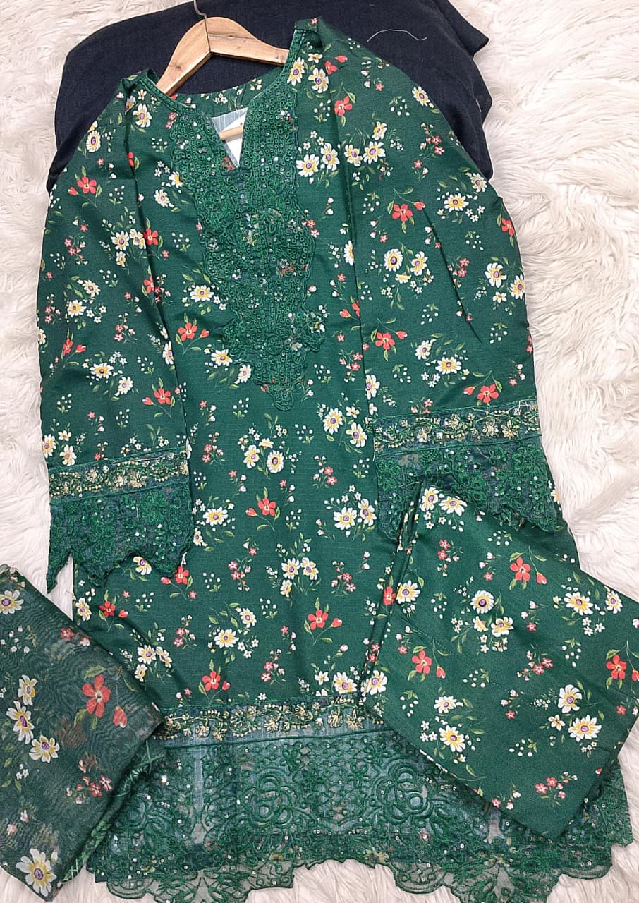 3 PIECE - EMBROIDERED LAWN SUIT