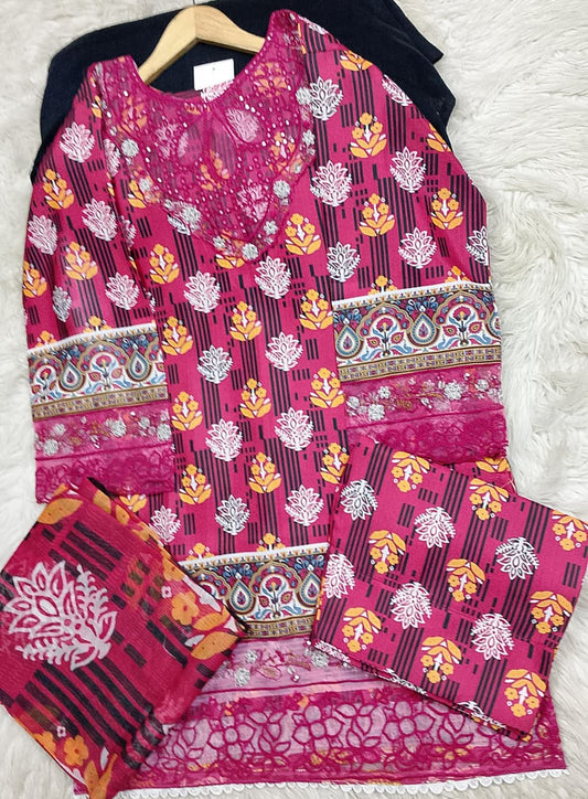 3 PIECE - EMBROIDERED LAWN SUIT