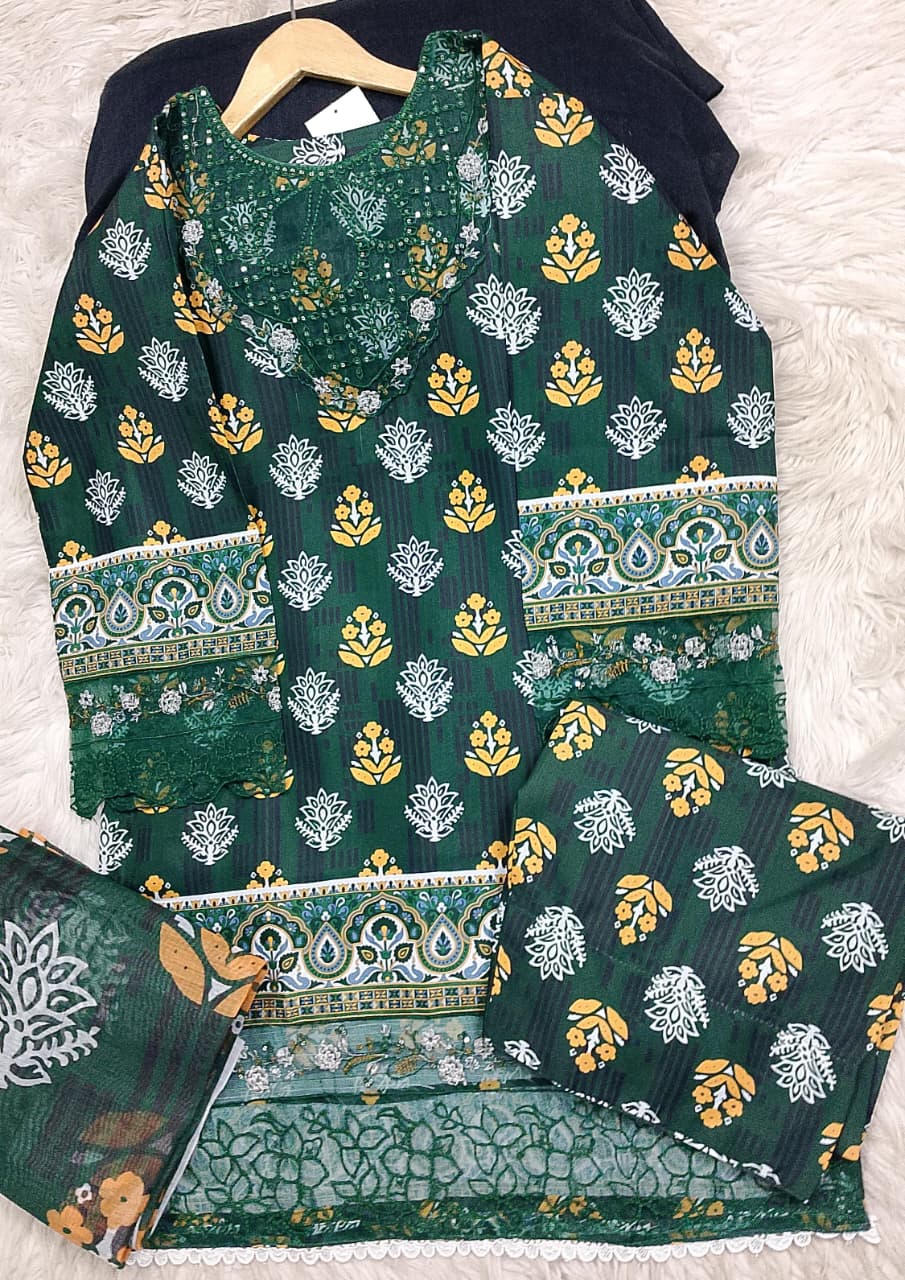 3 PIECE - EMBROIDERED LAWN SUIT