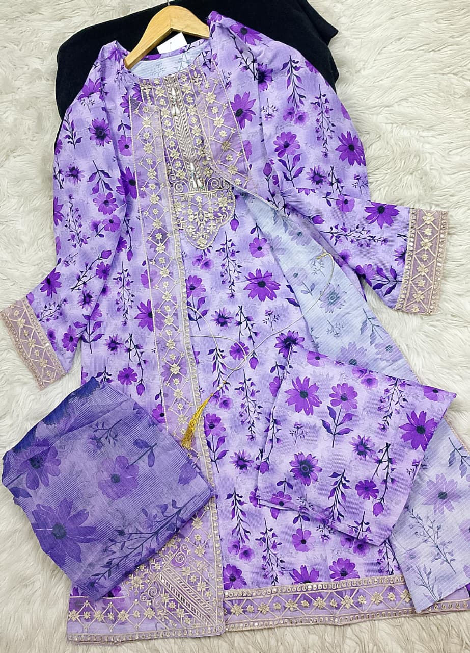 3 PIECE - EMBROIDERED LAWN SUIT