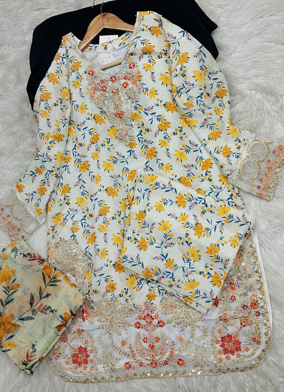 3 PIECE - EMBROIDERED LAWN SUIT