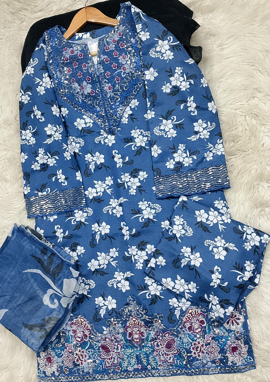 3 PIECE - EMBROIDERED LAWN SUIT