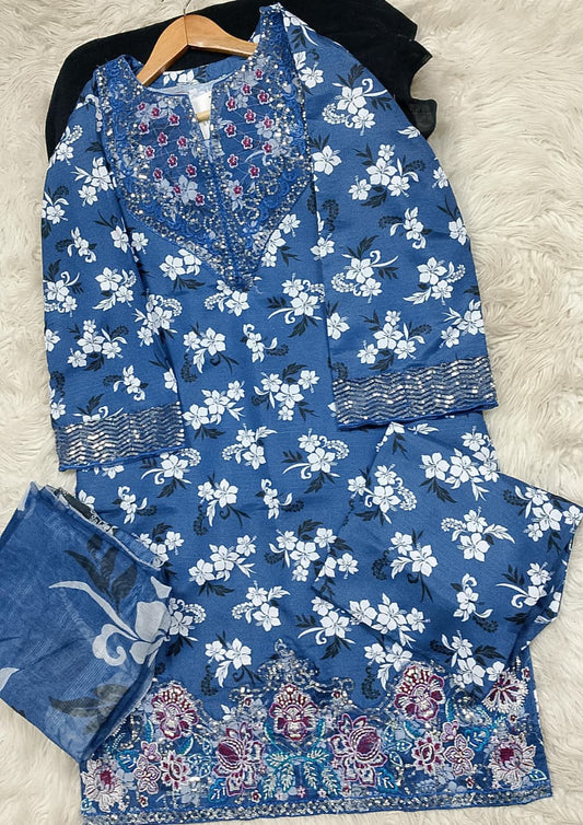 3 PIECE - EMBROIDERED LAWN SUIT