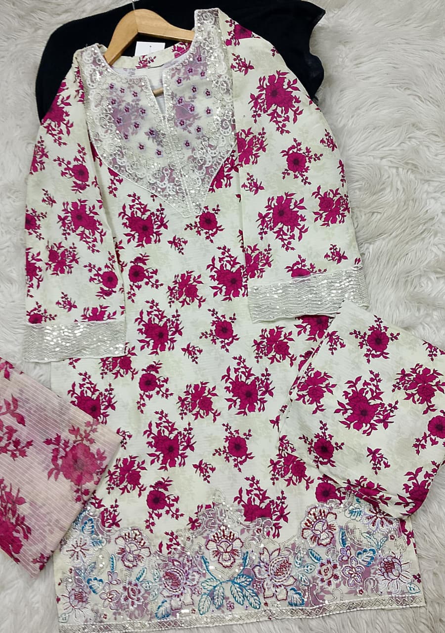 3 PIECE - EMBROIDERED LAWN SUIT