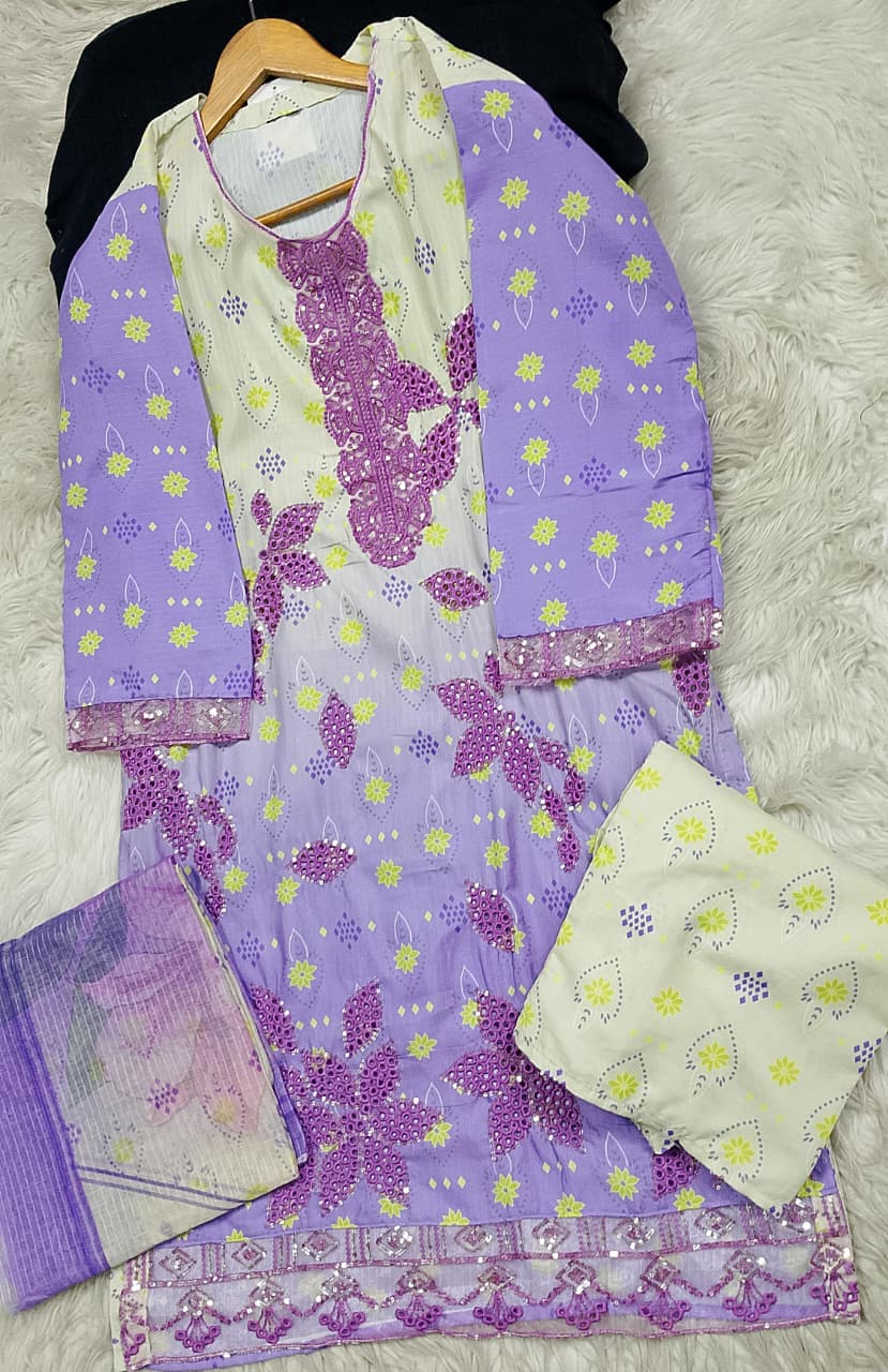 3 PIECE - EMBROIDERED LAWN SUIT