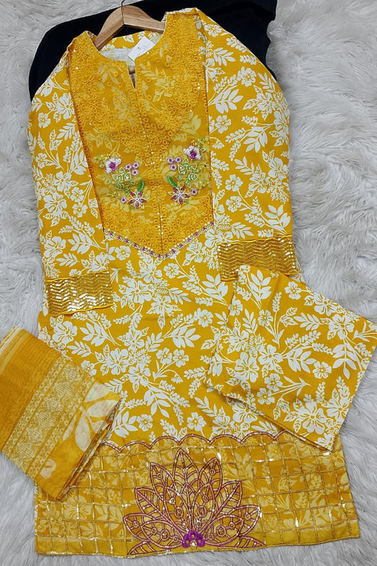 3 PIECE - EMBROIDERED LAWN SUIT
