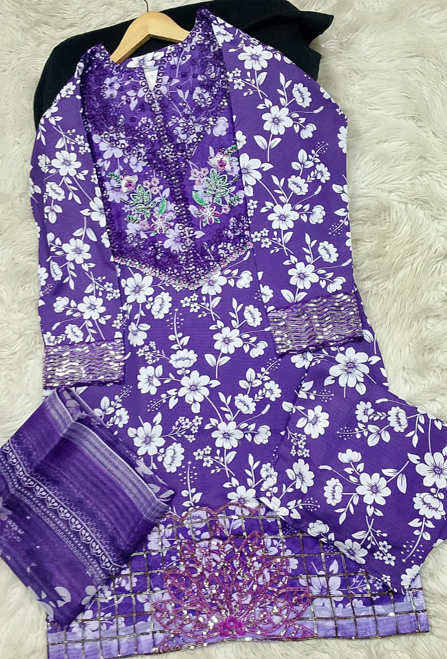 3 PIECE - EMBROIDERED LAWN SUIT