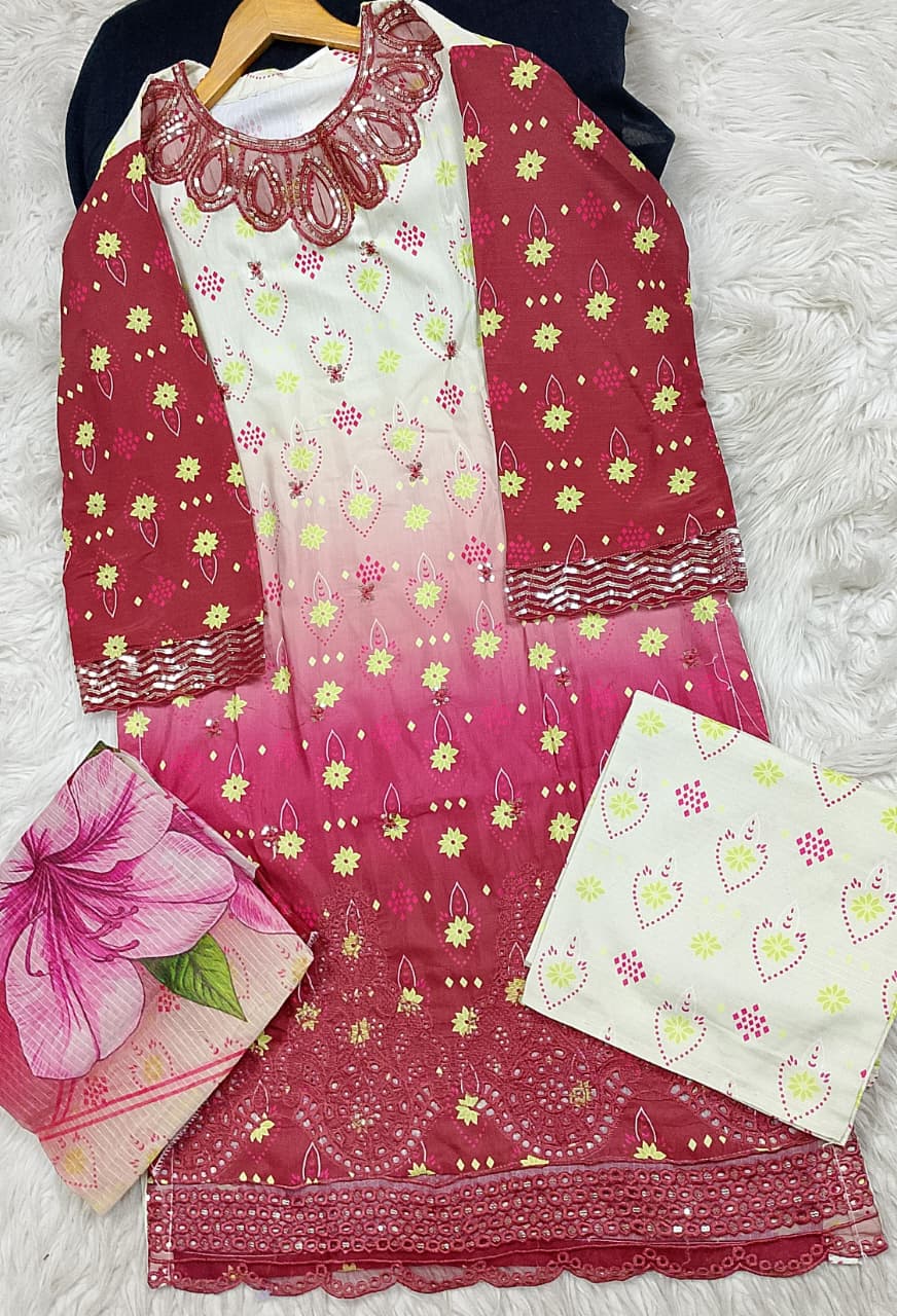 3 PIECE - EMBROIDERED LAWN SUIT