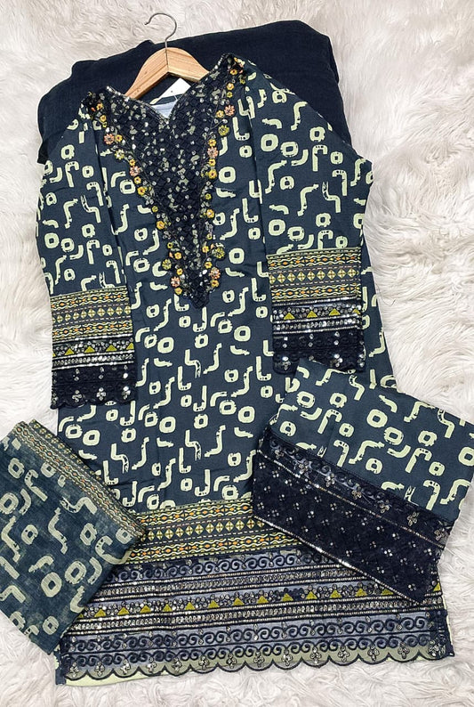 3 PIECE - EMBROIDERED LAWN SUIT