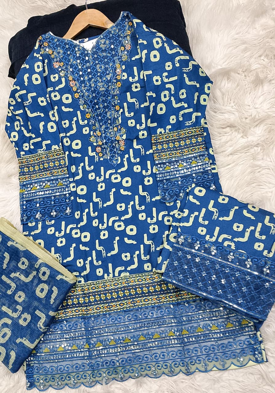 3 PIECE - EMBROIDERED LAWN SUIT