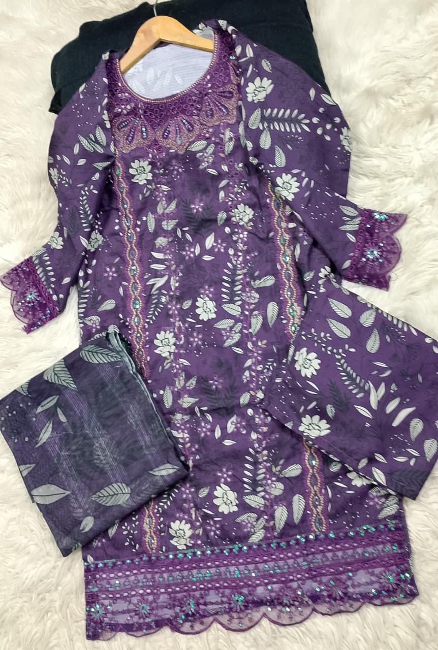 3 PIECE - EMBROIDERED LAWN SUIT
