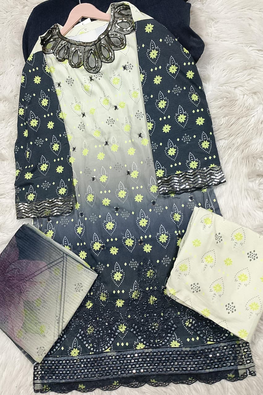 3 PIECE - EMBROIDERED LAWN SUIT